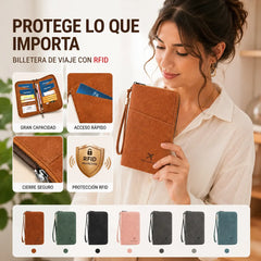 ✈️ Portapasaportes RFID de Viaje | Organizador Elegante para 4 Pasaportes y Documentos, Seguro y Práctico