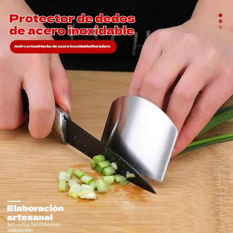 🔥【Paquete de 6 piezas】👨‍🍳🔪Protectores de dedos de acero inoxidable para cortar verduras