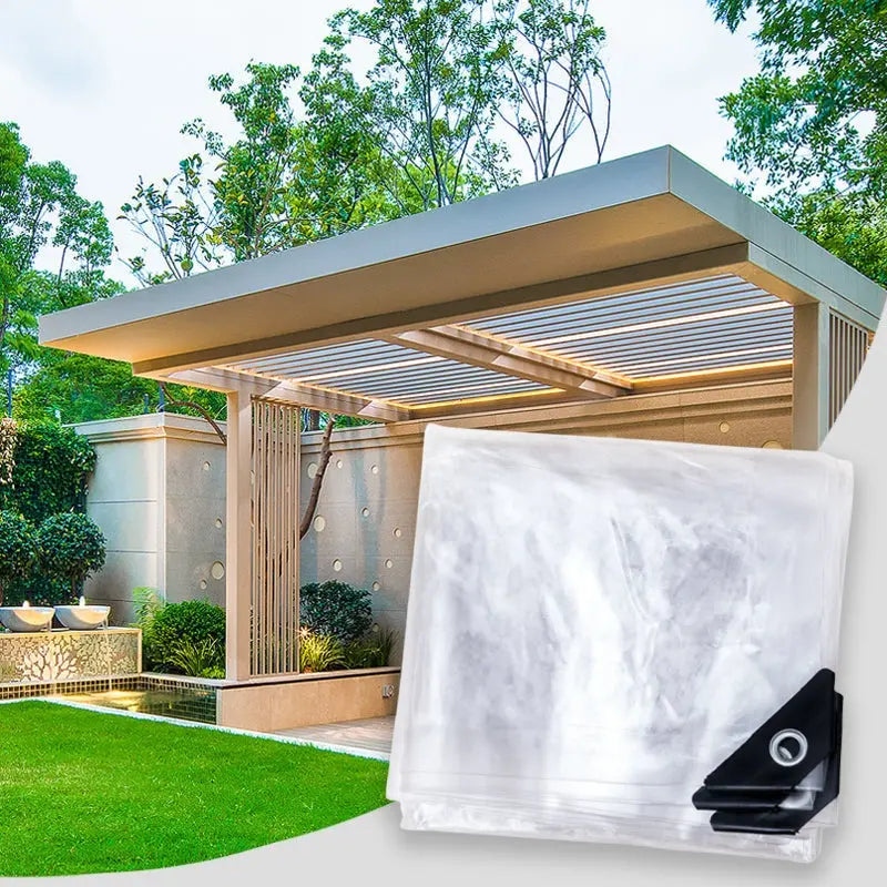 🔥 Lona Transparente Reforzada 14 Mil, Impermeable y Cortavientos para Exterior 🏡🌧️