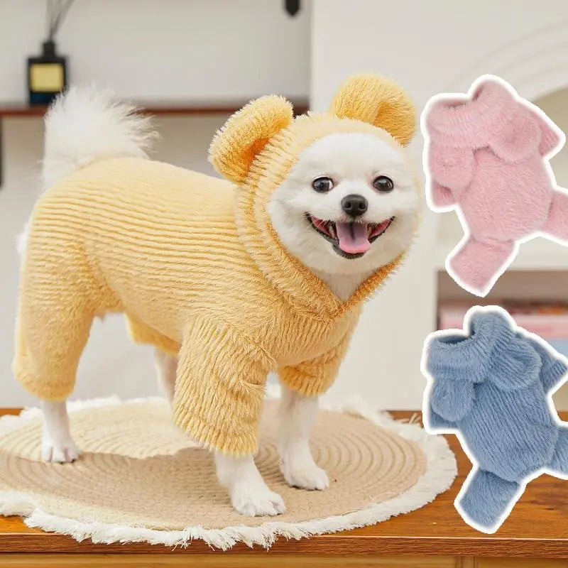 【0.5-10kg】🧸 Abrigo cálido para perros y gatos – suave, adorable y con orejitas
