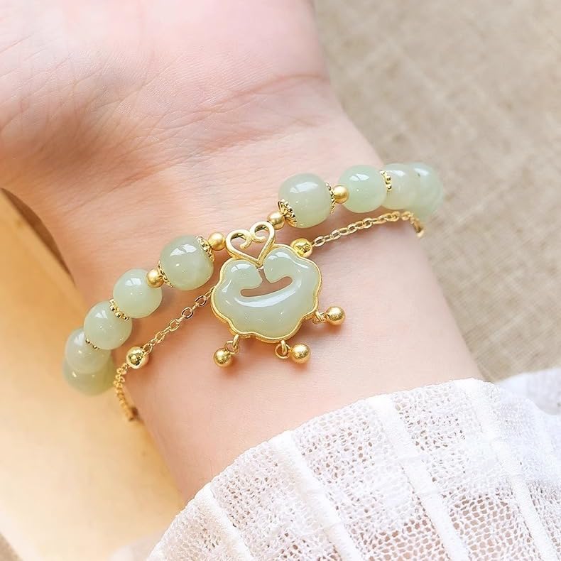 ✨【Compre uno y llévese otro gratis】Nueva pulsera de jade hetiano en oro de 14 quilates
