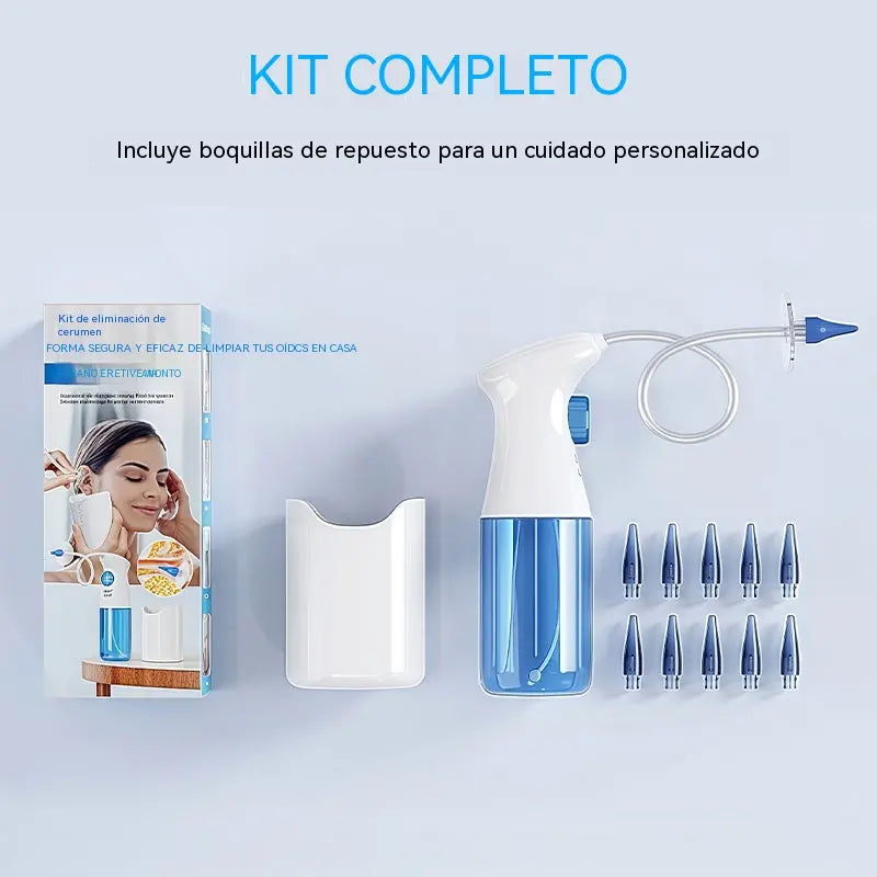 👂✨ Kit de Limpieza Auricular con Agua y Puntas de Silicona — Práctico para el Cuidado Diario