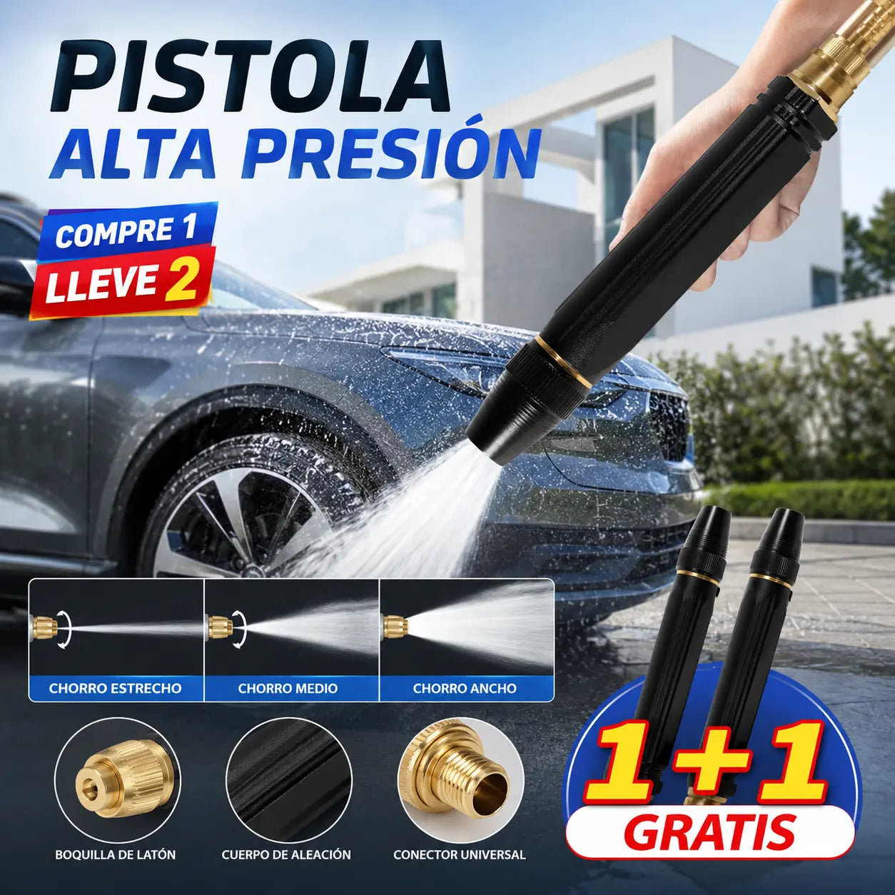 2 juegos por 24 euros🚿 Boquilla de Alta Presión para Manguera | Limpieza Potente y Fácil para Exterior ✨