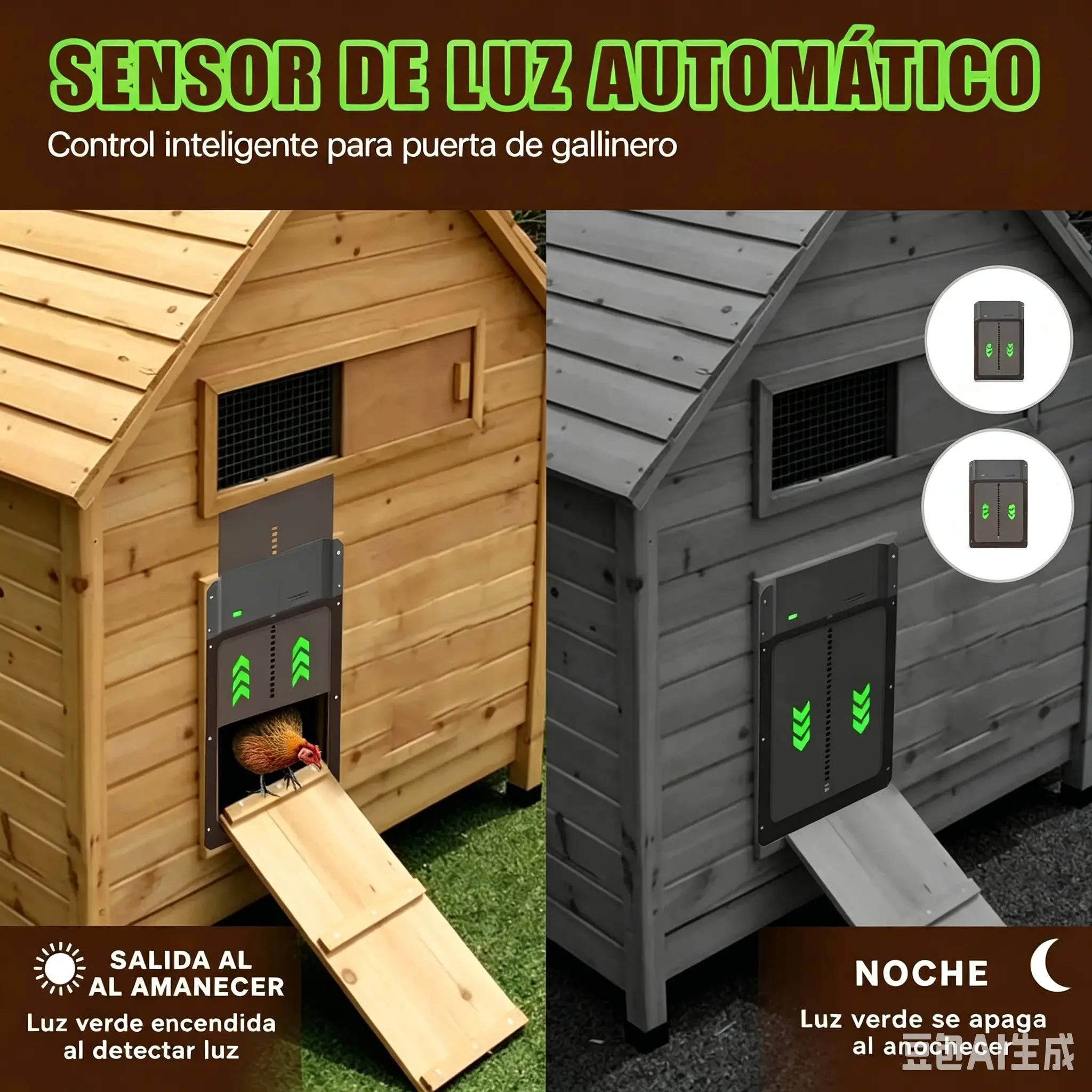 🚪 Puerta automática para gallinero con sensor de luz – impermeable, segura y fácil de instalar 🐔✨