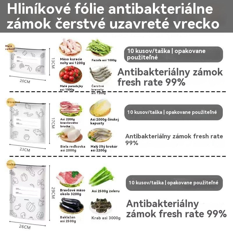 【30 piezas】Bolsa con cierre de cremallera de papel de aluminio de calidad alimentaria para mantener la frescura, apta para el frigorífico doméstico