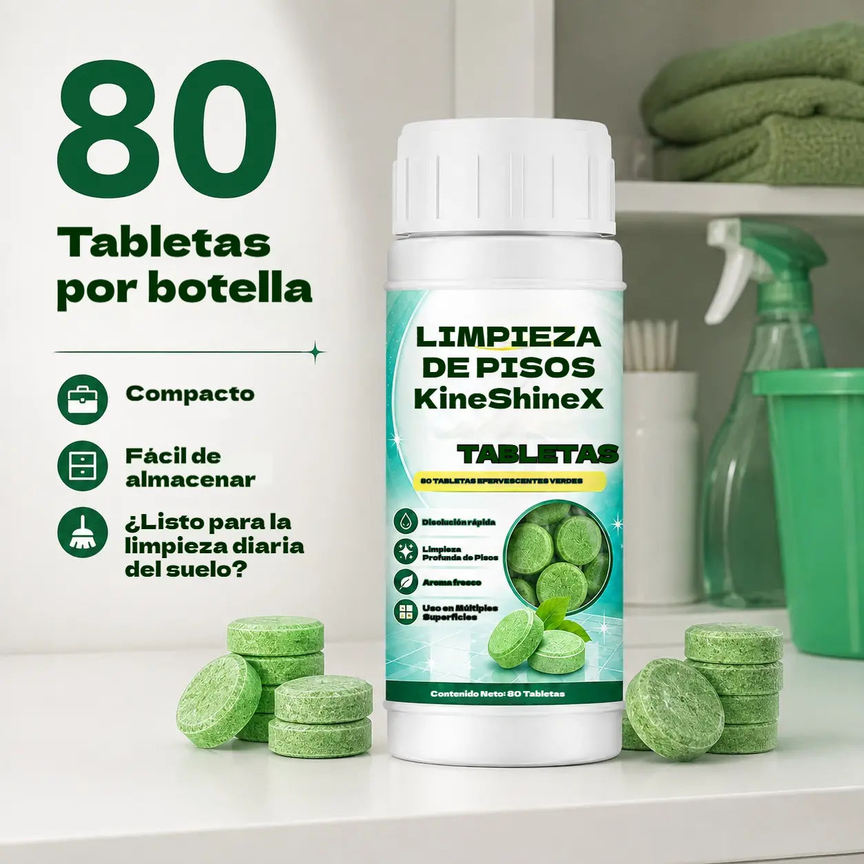 🥳50% de descuento🥳💞Pastillas efervescentes para limpiar suelos - Paquete de 160 pastillas🧼💪