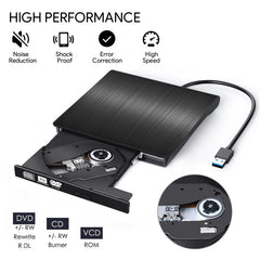 💿 Lector CD/DVD Externo USB 3.0 — ¡Recupera tus Discos y Lee, Reproduce y Graba Archivos Fácilmente!