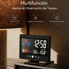 🔥Reloj despertador de mesa digital LED con monitor de temperatura y humedad y pronóstico del tiempo