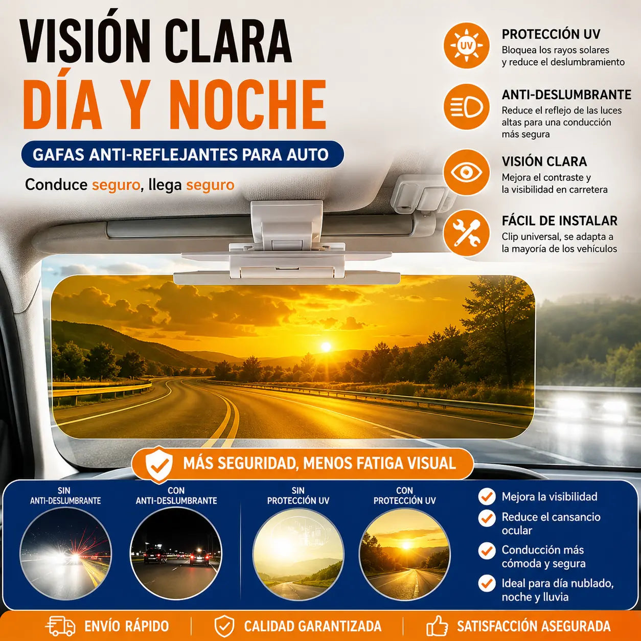 Extensor de visera solar polarizada antirreflejos universal para automóviles