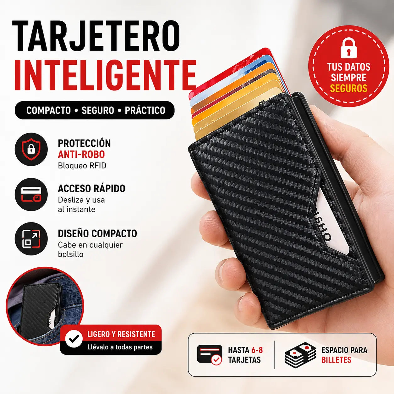 🔒 Cartera Inteligente Pop-Up con RFID – Acceso Rápido y Estilo Premium