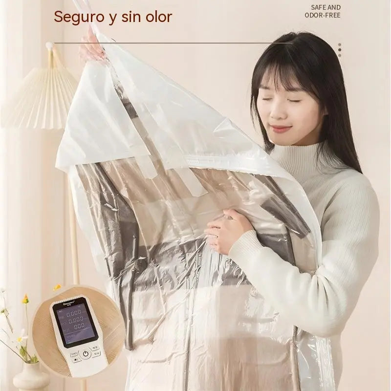 🔥🧥 Bolsa de almacenamiento al vacío para colgar chaquetas – Ahorra espacio, protege ropa de plumas y abrigos, con cierre lateral y extracción de aire fácil 💨✨