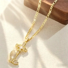 🎀💖Collar largo de diamantes en forma de cruz