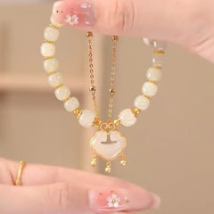 ✨【Compre uno y llévese otro gratis】Nueva pulsera de jade hetiano en oro de 14 quilates