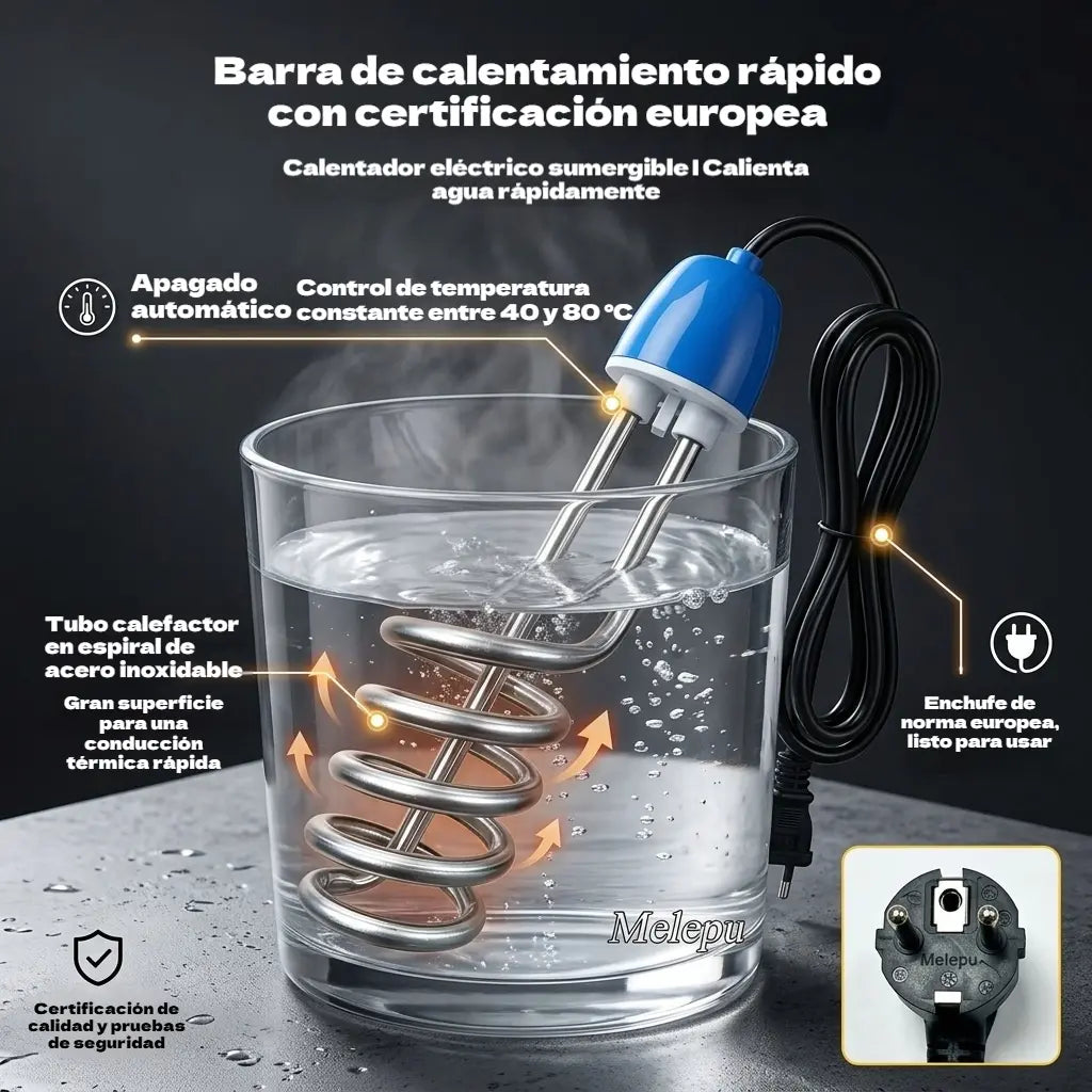 ♨️【Apagado automático】 Calentador de agua eléctrico de inmersión en espiral de acero inoxidable
