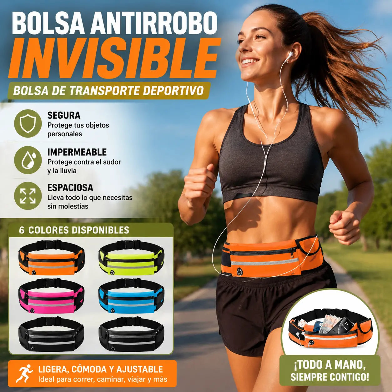 🎒 Riñonera Deportiva Impermeable con Porta Botella – Ligera, Cómoda y Perfecta para Outdoor
