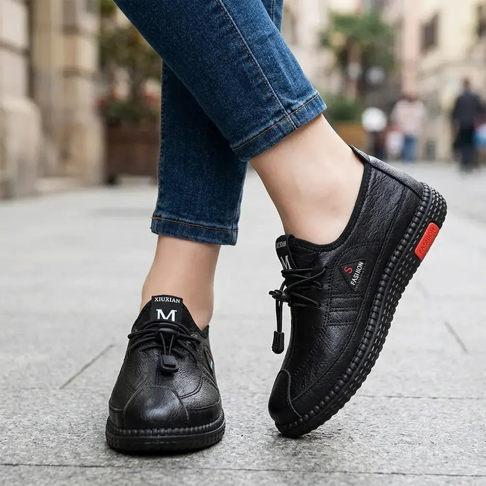 👟Dámská nepromokavá, nazouvací, protiskluzová, plochá pracovní obuv – měkká podrážka, pohodlná pracovní obuv – lehká, ležérní vycházková obuv pro seniory