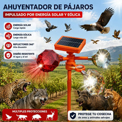 🐦☀️ Ahuyentador Solar de Aves · Protección con Sonido y Luz 360°