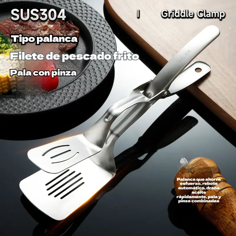 👨‍🍳Pinzas de acero inoxidable 304 para freír filetes y pescado en sartén.