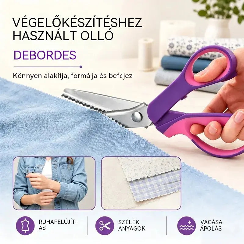 👗✂️ Díszszélű szabóolló – Professzionális cikkcakk és hullámos vágás | Tökéletes anyagokhoz, patchworkhöz és kreatív projektekhez