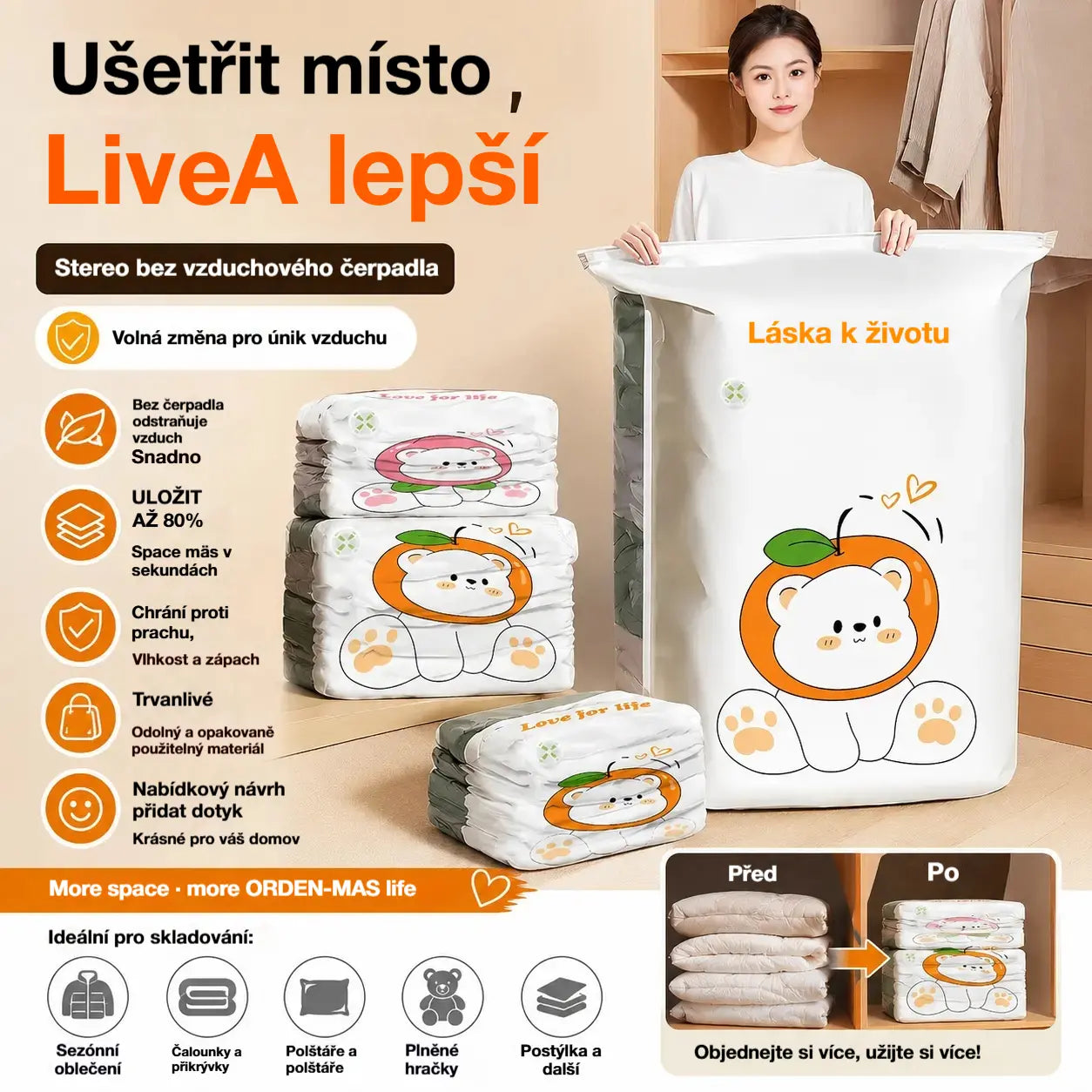 ✨🗃️ Sada 5 kusů 💨 Velké stlačitelné úložné tašky: Není potřeba žádné vzduchové čerpadlo, nepropustné, ideální pro úsporu místa v kufru i doma ✈️