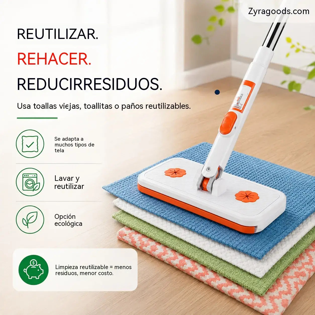 🔥 Mopa Plana Multifuncional con Clip y Giro 360° 🧹✨