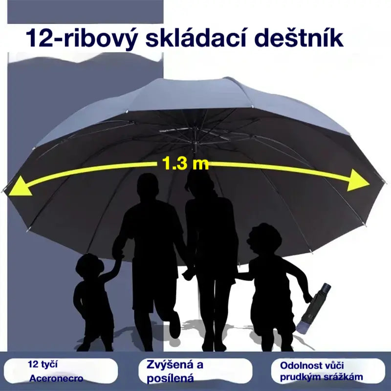 ☔ Skládací deštník s 12 žebry – větruodolný, vodotěsný a lehký do deště i slunce 🌞