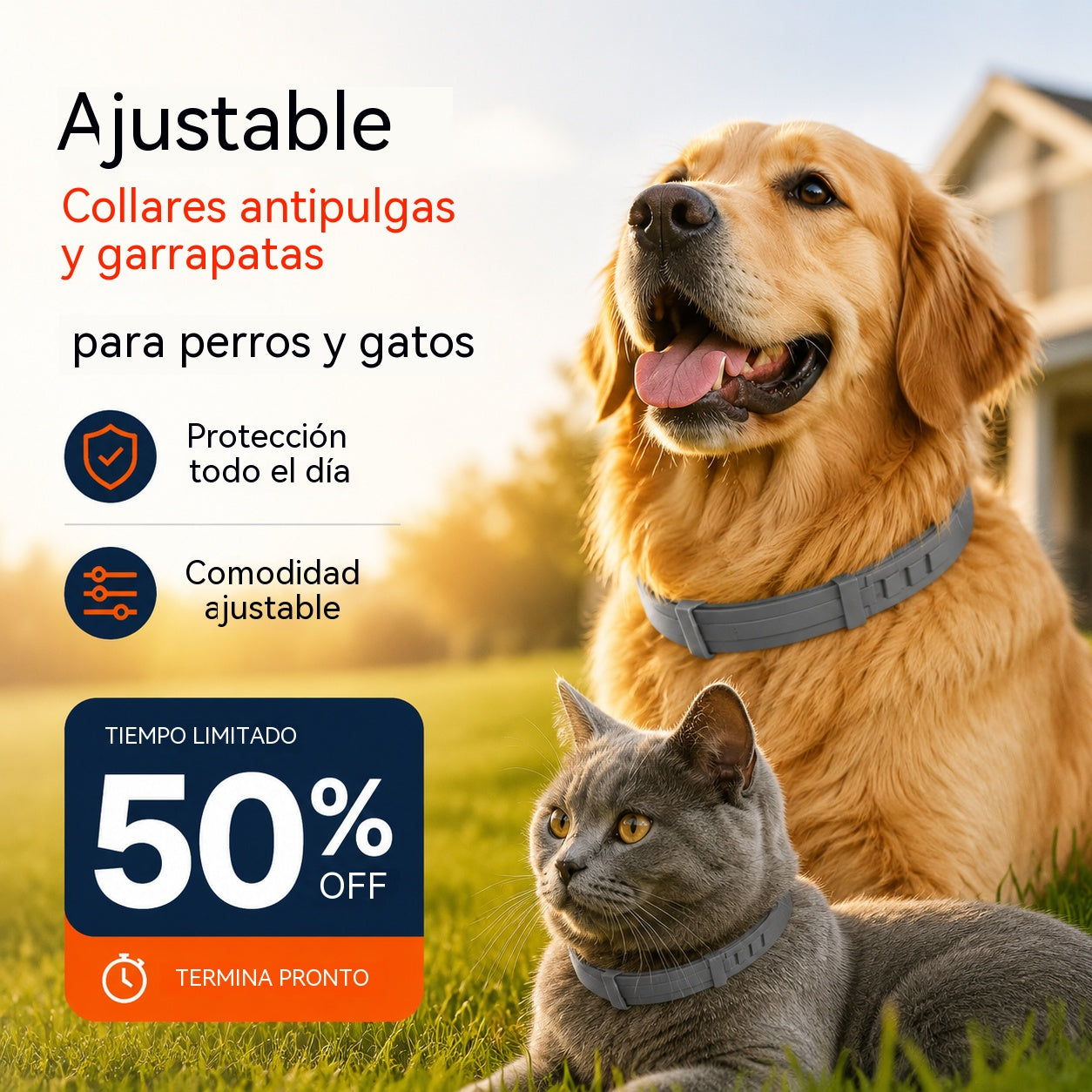 🐱🐶Collar antipulgas y garrapatas ajustable para perros y gatos🚫
