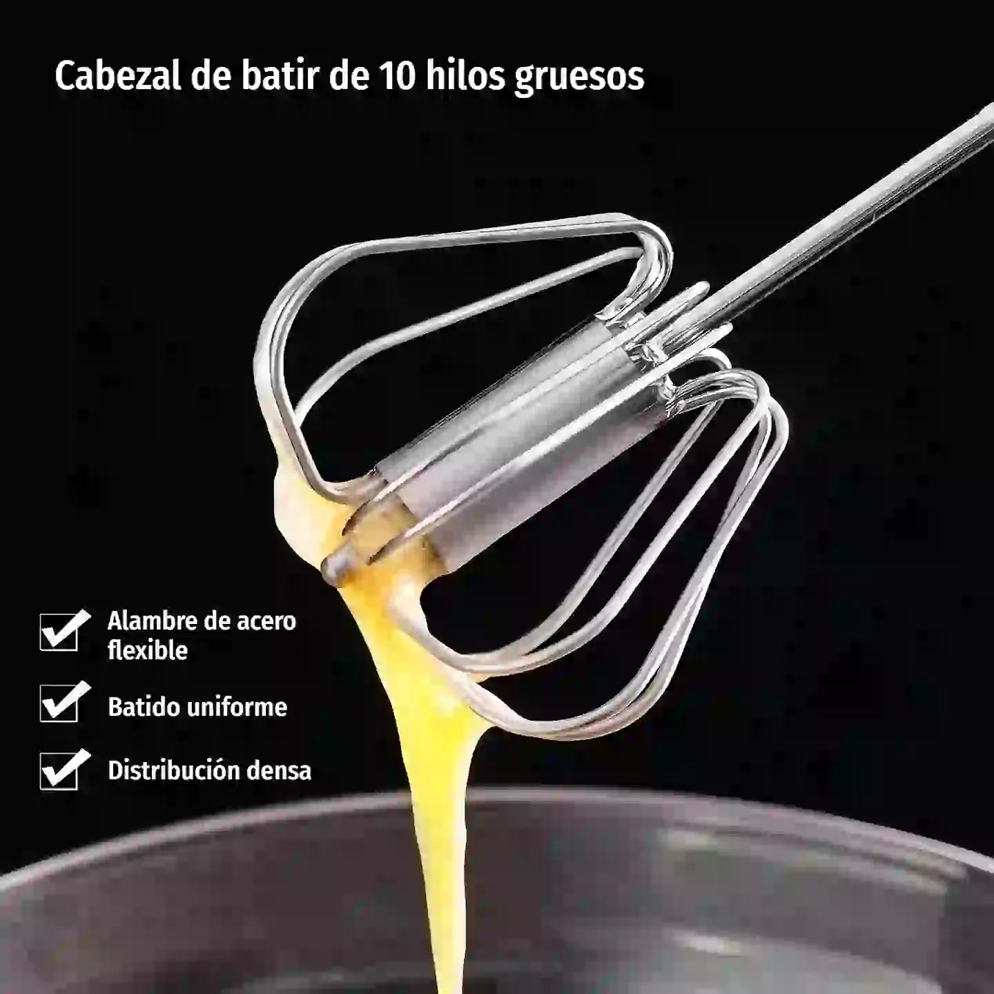 【 Conjunto de 2 piezas】Batidor de huevos semiautomático de acero inoxidable