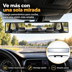 Espejo retrovisor interior panorámico universal con clip para automóvil