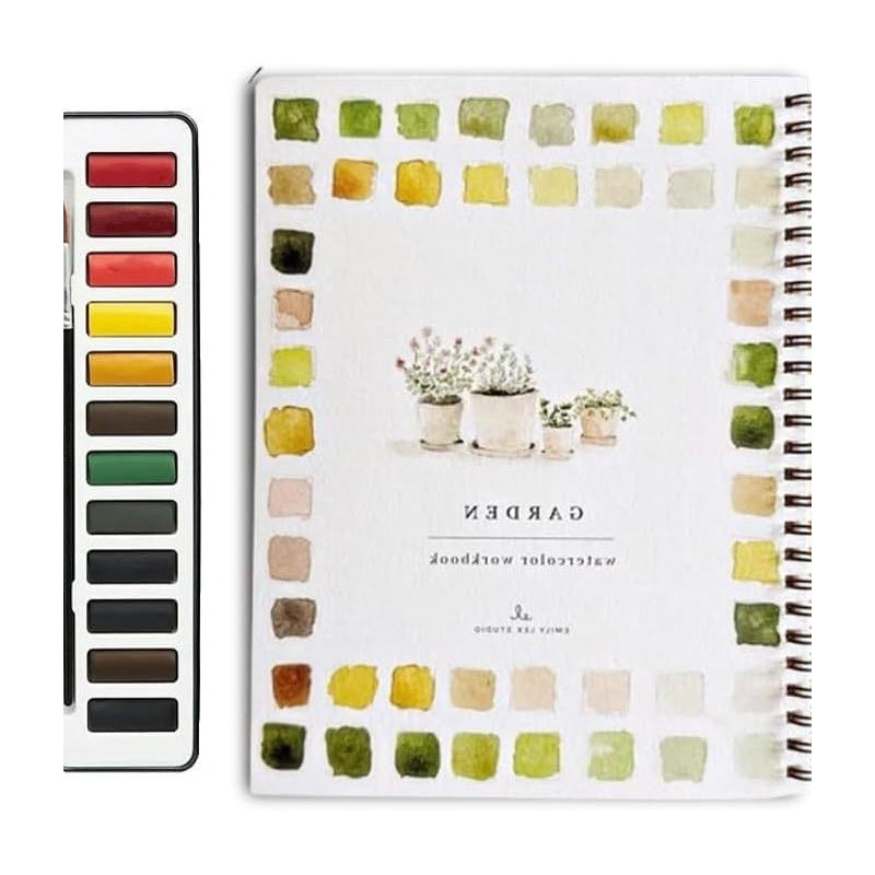 【Compra 1 y llévate 1 gratis】🎨El juego completo de libros de pintura en acuarela incluye pinturas de acuarela y pinceles gratis.