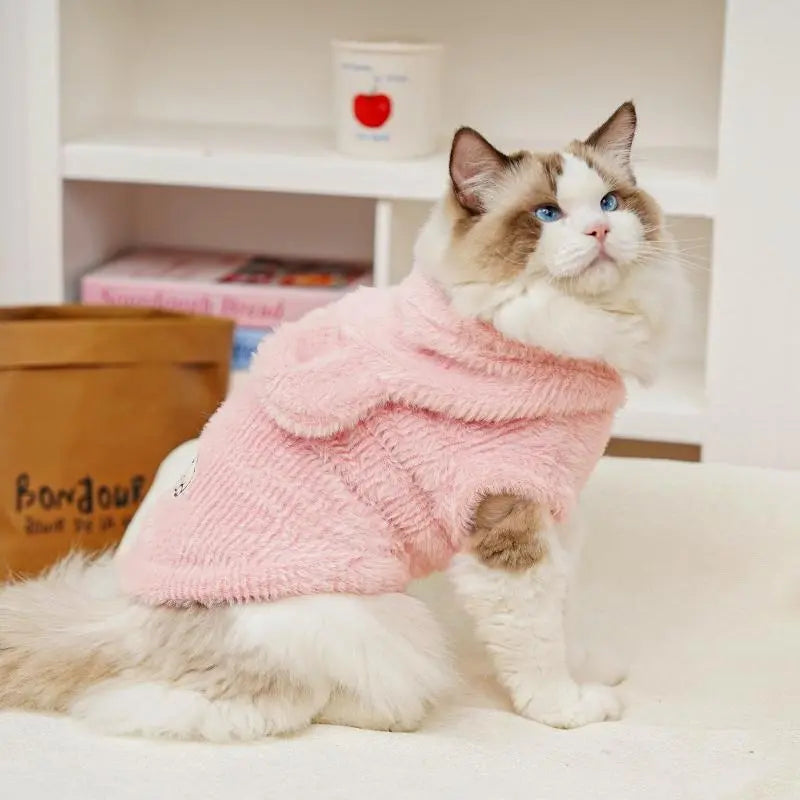 【0.5-10kg】🧸 Abrigo cálido para perros y gatos – suave, adorable y con orejitas