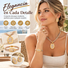 📢📢 ¡50% DE DESCUENTO! ⏰ Elegante conjunto de 4 piezas de joyería con pedrería
