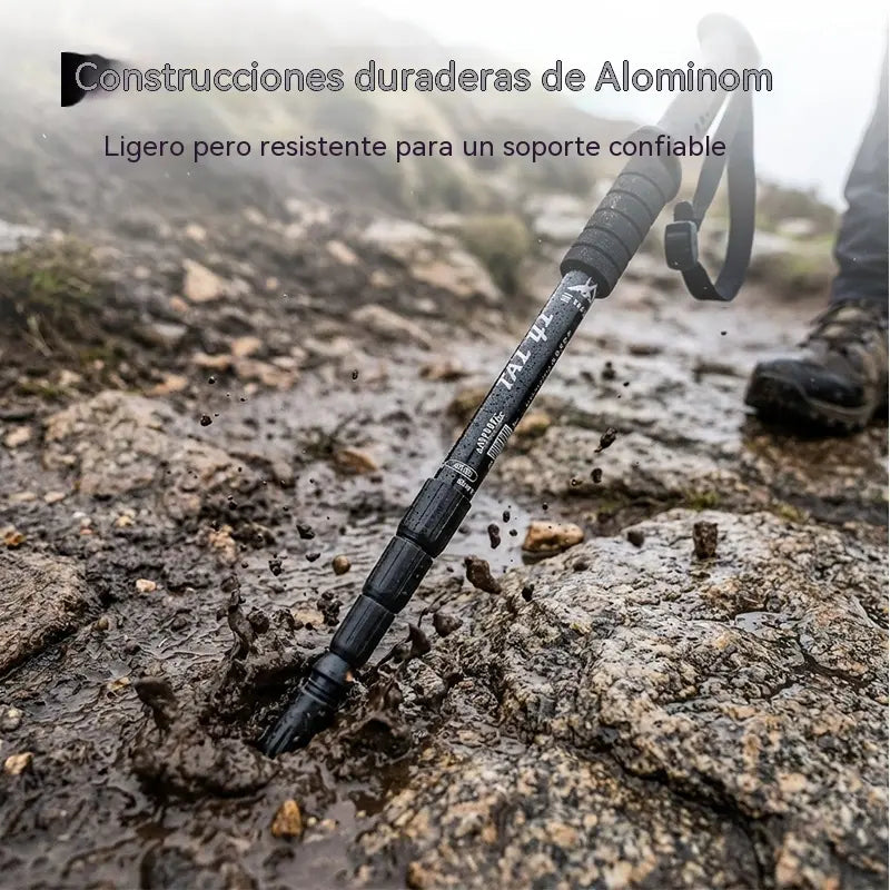 Bastón de trekking ajustable de aleación de aluminio: duradero, con absorción de impactos y ligero