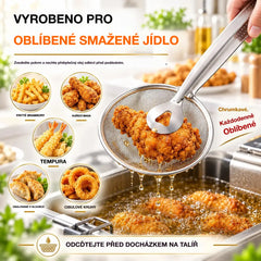 🍟🍗【Kupte 1 a získejte 2 zdarma】2v1 kleště a odpěňovač: Nástroj na smažení a odkapávání z nerezové oceli