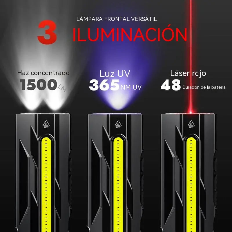 🔦 Linterna LED Magnética Multifunción 1500 Lúmenes Recargable para Taller y Reparaciones