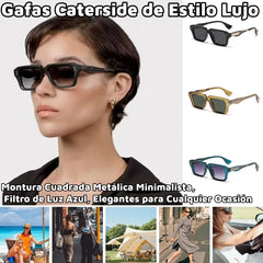 😎 Gafas de Estilo Lujo｜Montura Cuadrada Metálica Minimalista, Filtro de Luz Azul, Elegantes para Cualquier Ocasión