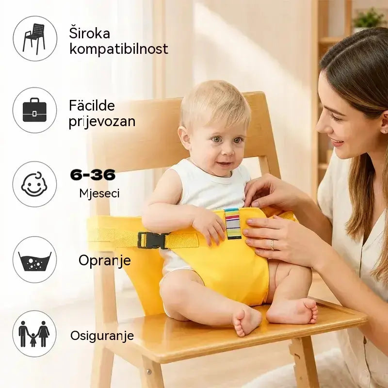 👶✨Sigurnosni pojas za prijenosnu dječju hranilicu | Univerzalni pojas za stolicu za hranjenje dojenčadi | Idealno za putovanja i izlete s djecom