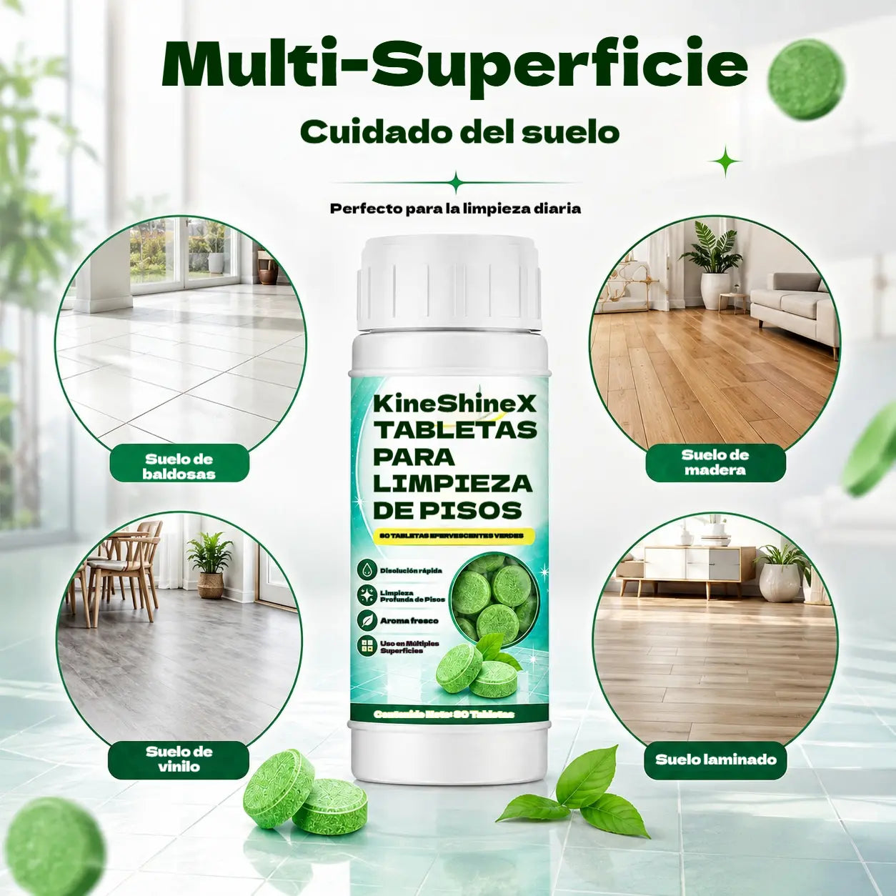 🥳50% de descuento🥳💞Pastillas efervescentes para limpiar suelos - Paquete de 160 pastillas🧼💪