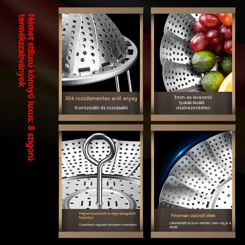 🥳50% KEDVEZMÉNY♨️🍲Kihúzható rozsdamentes acél gőzölő