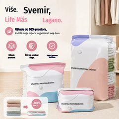 🧳【Set od 5 dijelova 29 eura】💨 Velika, stlačiva vakuumska vrećica za pohranu: nije potrebna pumpa, nepropusna je i idealna za uštedu prostora u koferima i kod kuće ✈️