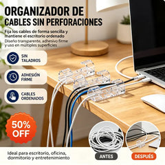 ✨🔌【180 piezas】Organizador de cables doméstico sin necesidad de taladrar