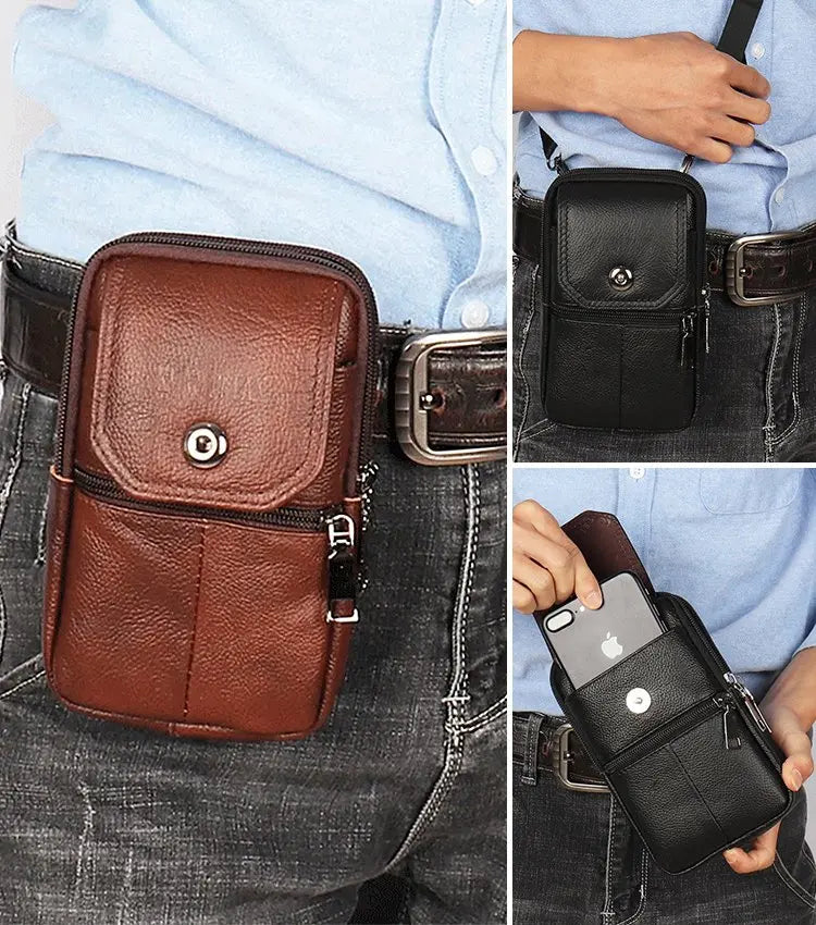 👜 ¿Cansado de llevar todo en los bolsillos? Riñonera de cuero auténtico para hombre con estilo y gran capacidad