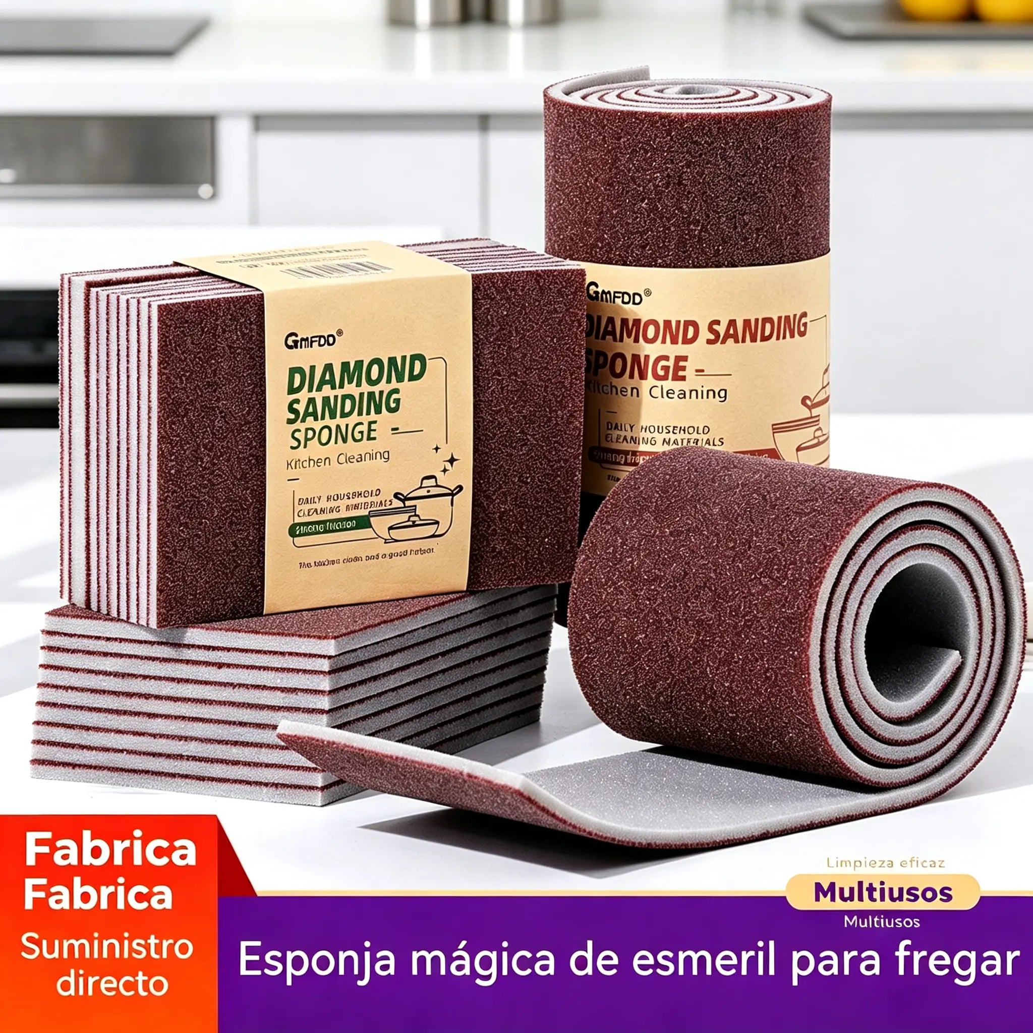 🎖️💯【Paquete de 20】Esponja de esmeril de doble cara, potente y multifuncional para la limpieza