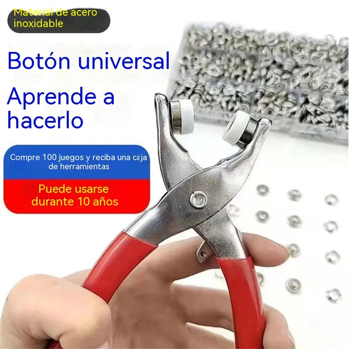 🔥 Kit de Botones Sin Costura | 100 Pares + Alicates de Instalación Fácil ✨
