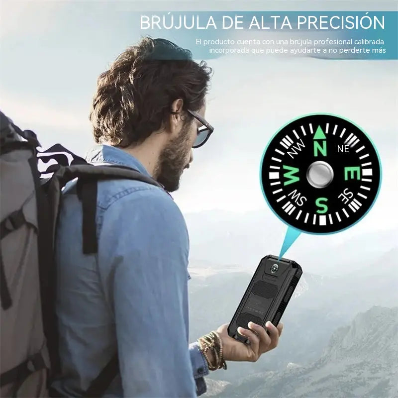 🔋【20000 mh】☀️🔦 Powerbank Solar Portátil con Linterna LED | Carga Inalámbrica y Energía Siempre Disponible 🔋