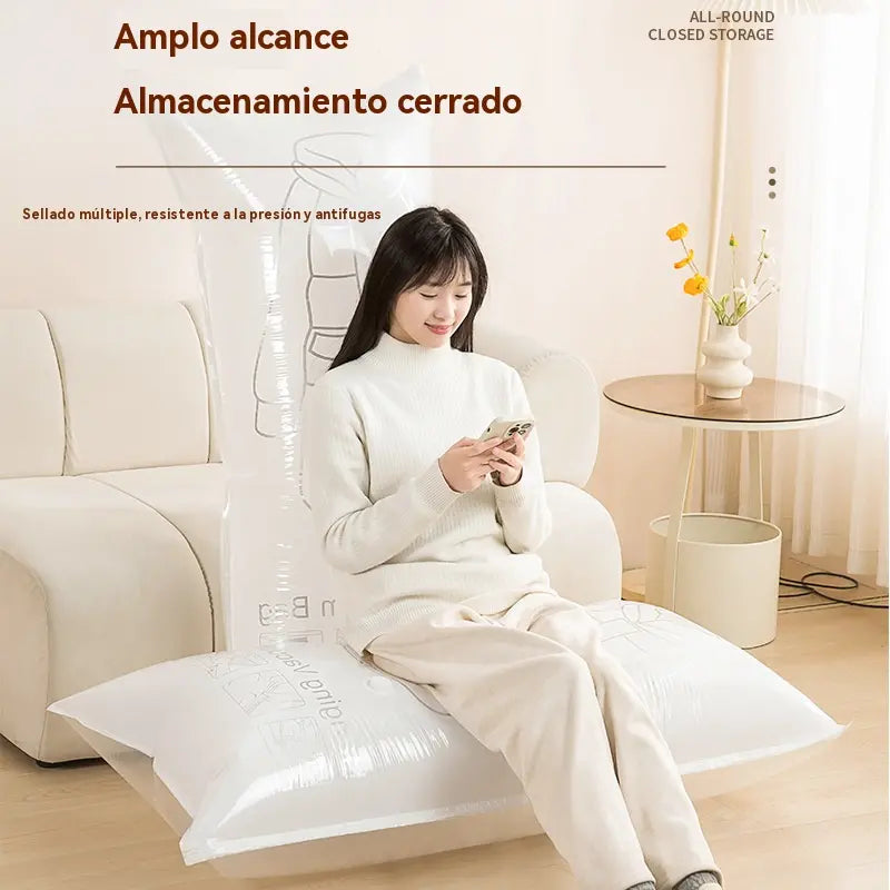 🔥🧥 Bolsa de almacenamiento al vacío para colgar chaquetas – Ahorra espacio, protege ropa de plumas y abrigos, con cierre lateral y extracción de aire fácil 💨✨