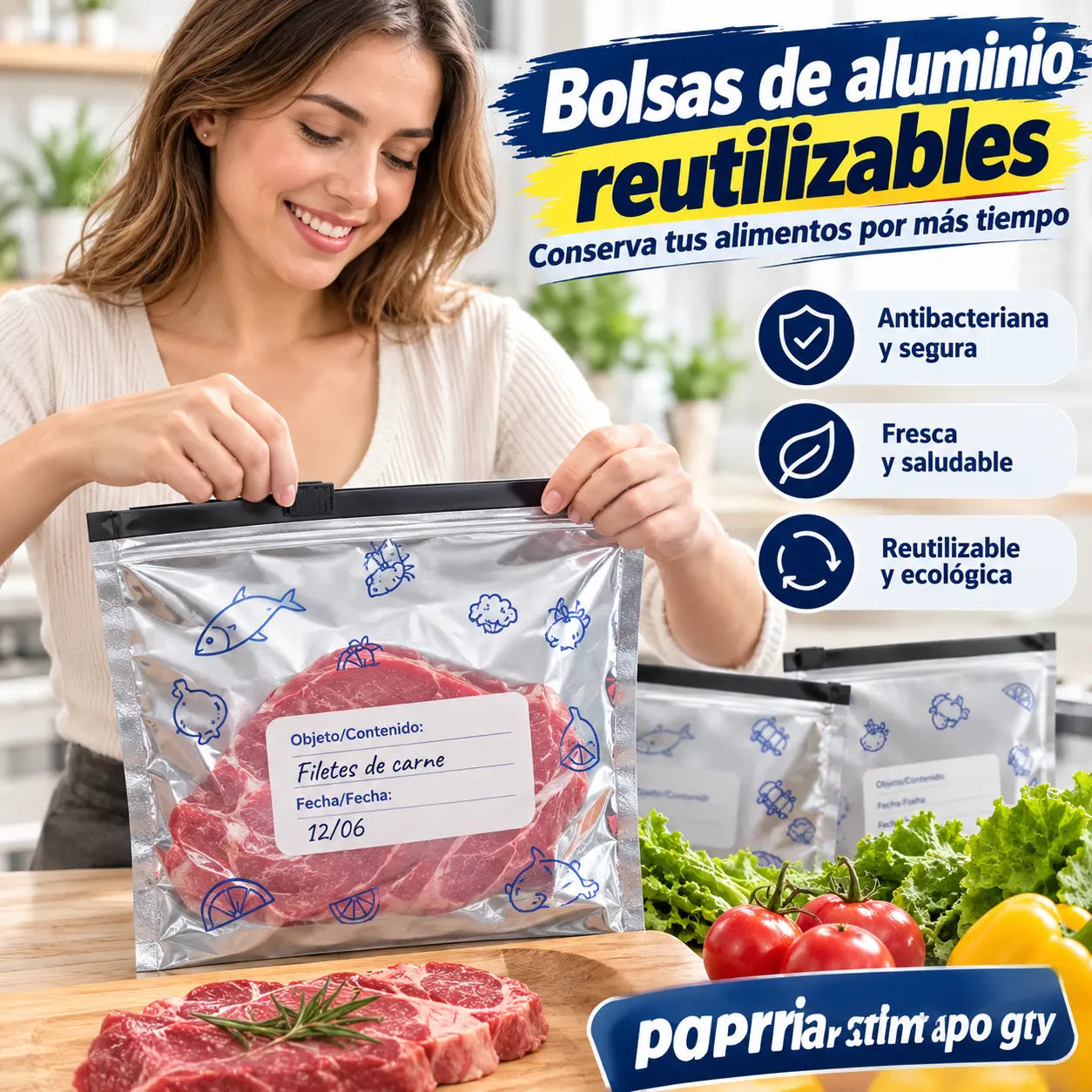 🔥🔥【30 PCS】🔥🔥Bolsas de papel de aluminio antibacterianas para conservar alimentos en el hogar, súper prácticas de usar, con un excelente efecto de conservación.