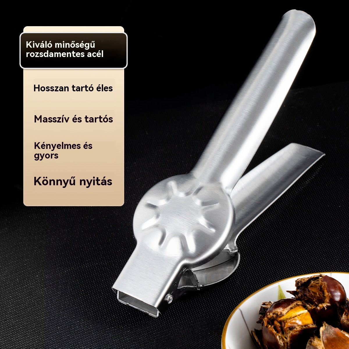 Gesztenye színű nyitó klipsz, könnyedén nyitható egyetlen érintéssel anélkül, hogy megsérülne a kezed!