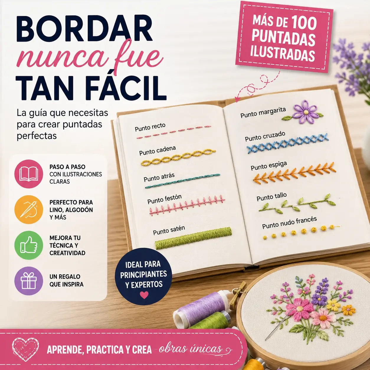 📖Libro de costura, 🧵✨Un libro de muestras de costura para entusiastas del bordado de lino