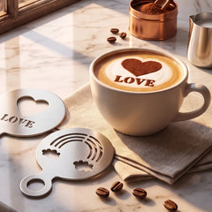 🍵☕Molde creativo para imprimir en café, molde de acero inoxidable 304 para arte latte.